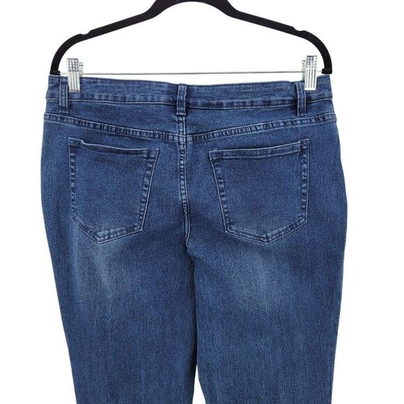 A.Z.I Womens Distressed Skinny Jeans Sz 10 Stretch Blue Denim Gold Patchwork - Picture 8 of 10